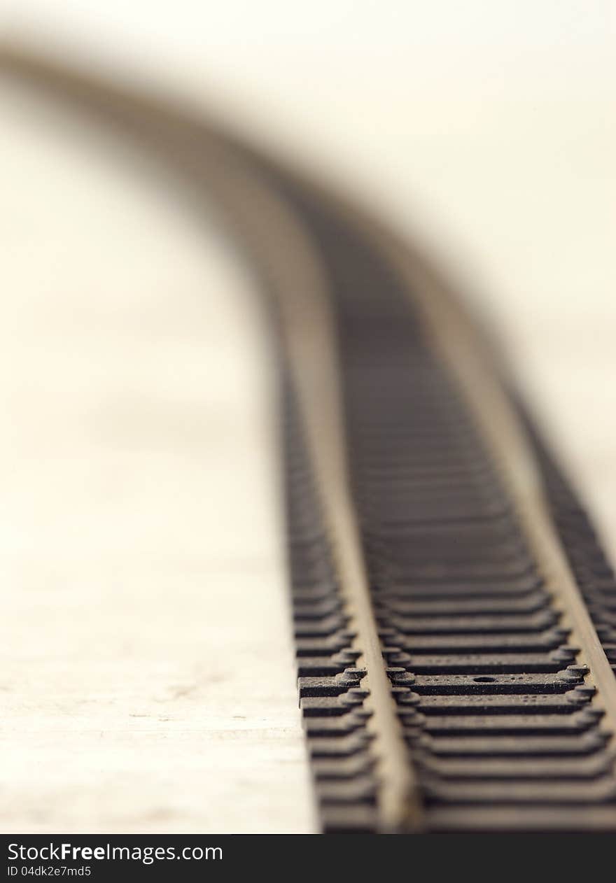 Railway close up, vintage toy, shallow deep of field