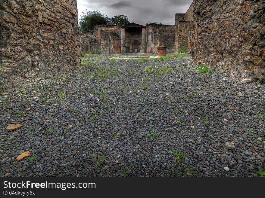 A view of excavations of Pompeii