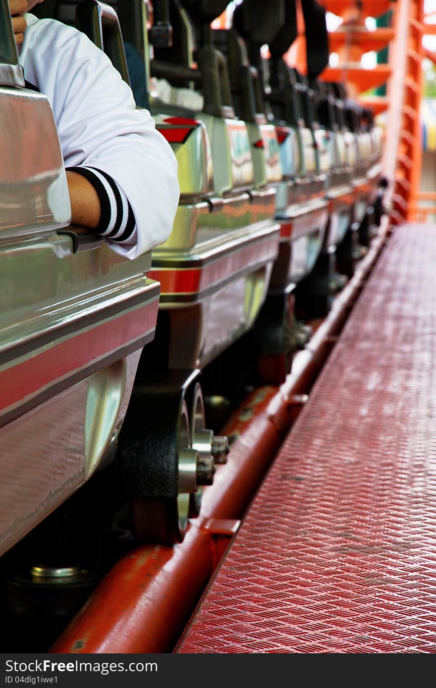 Young boy on Roller Coaster