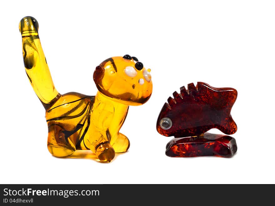 Fugures Of Baltic Amber On White Background