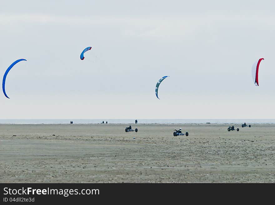 Kite surfing at St. Ording (Deutschland)