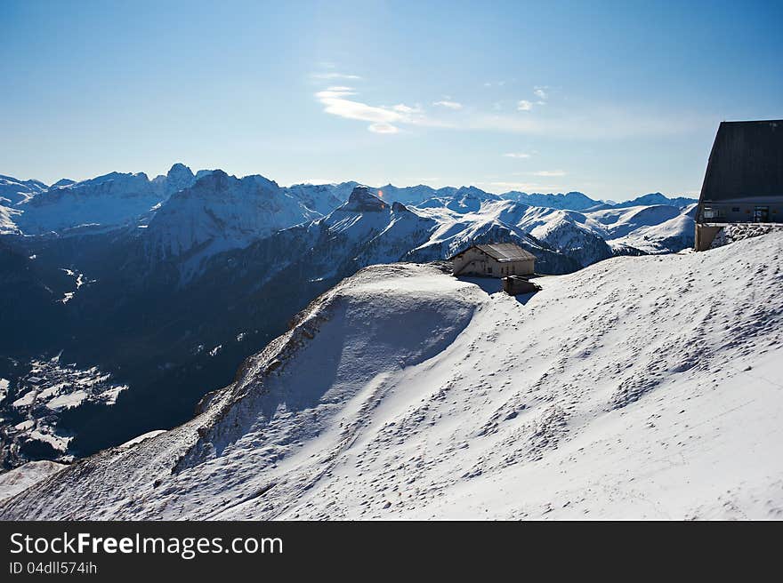 View of the Dolomites mountains