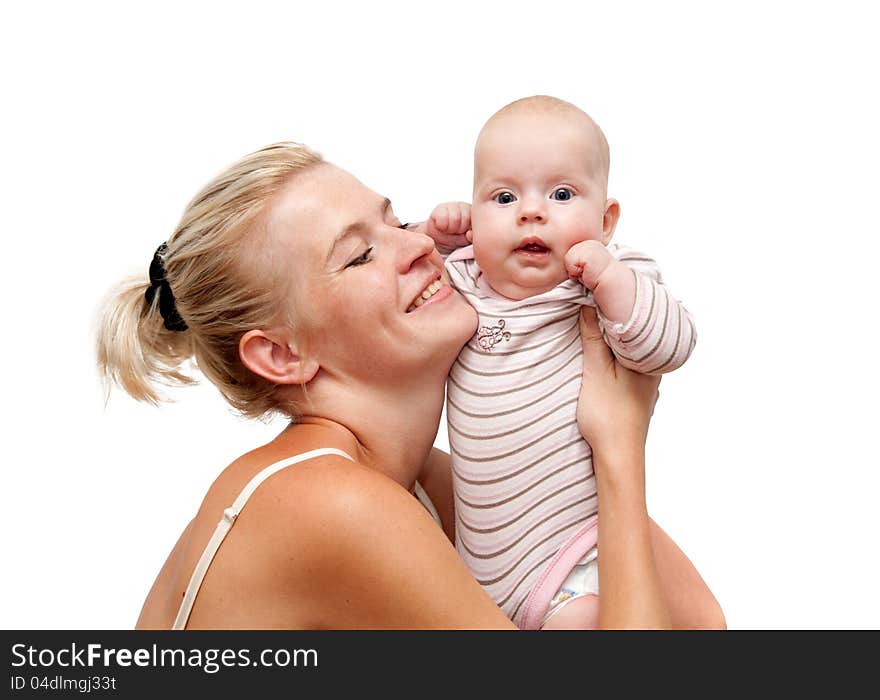 Happy mother and child isolated