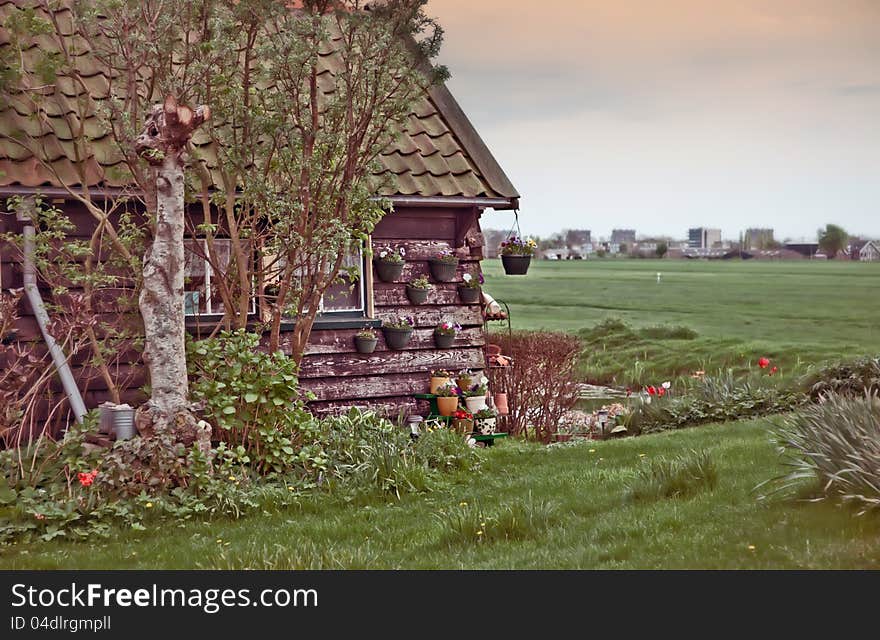 Retro stylish photo of old dutch country-side house. Retro stylish photo of old dutch country-side house