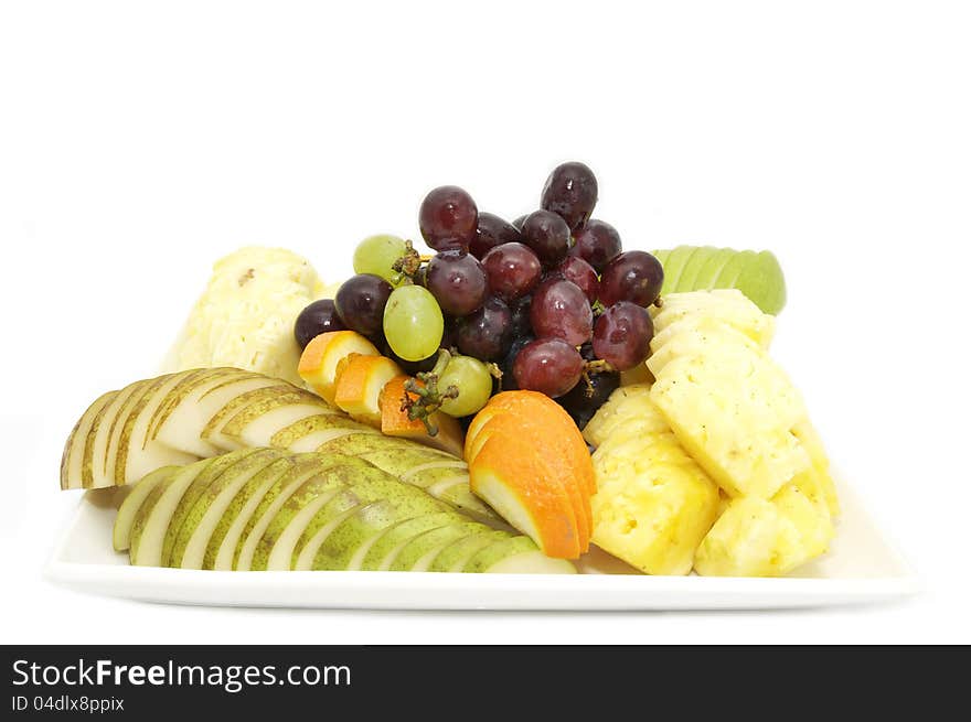 Sliced juicy ripe fruit in a restaurant