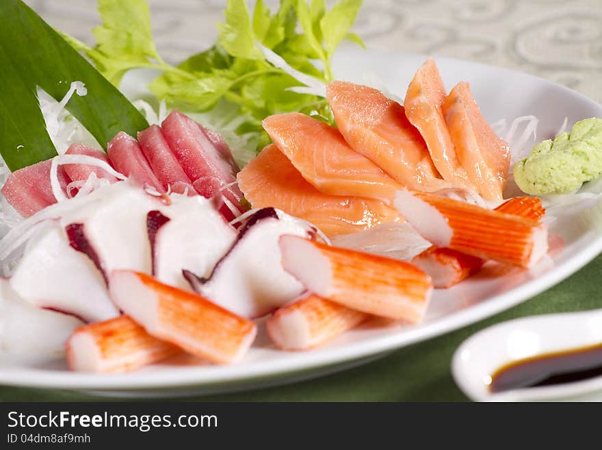 Mix raw fresh fish with soy sauce Japanese food. Mix raw fresh fish with soy sauce Japanese food.