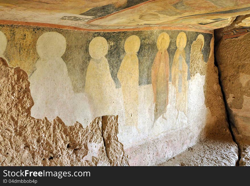 Interior cave monastery of Ivanovo near Varna in bulgaria