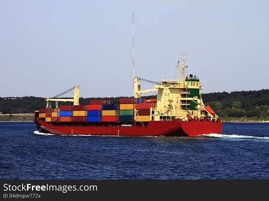 Container ship in the Dardanelles