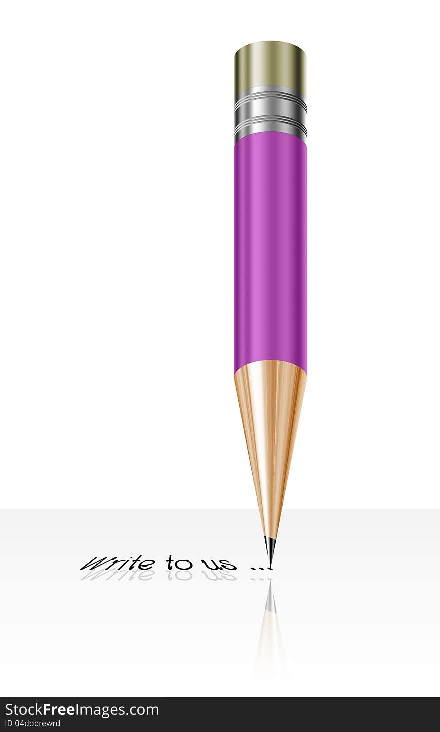 Pencil with text and glass reflection.