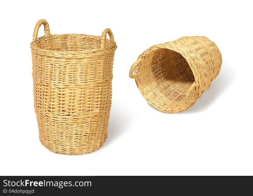 Big basket in two different positions on white background