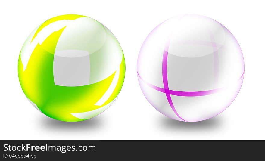 Glass ball on white background