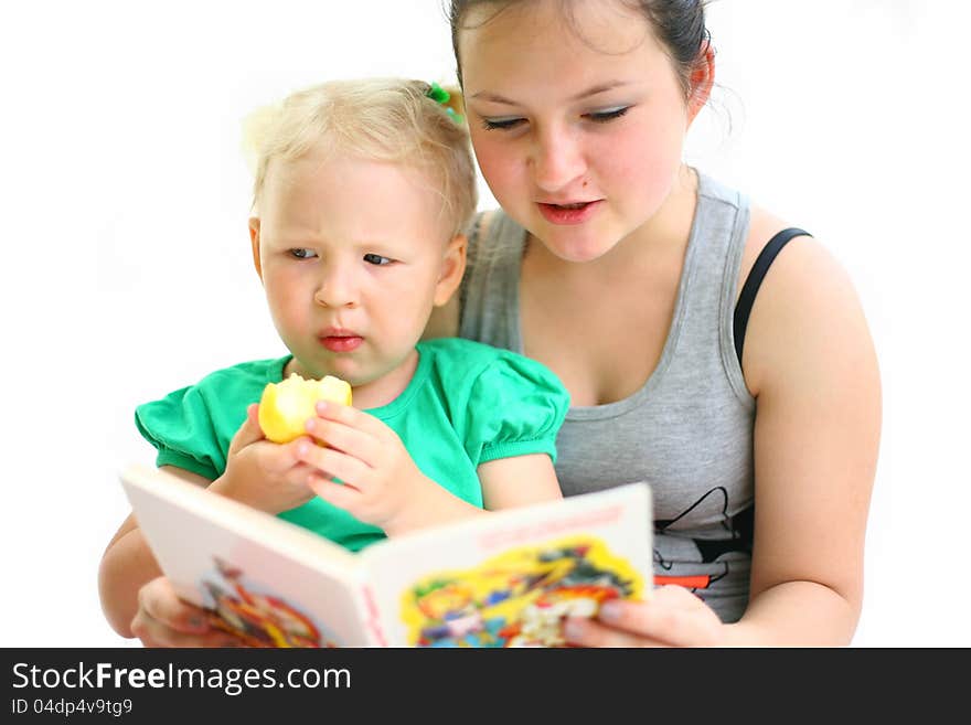 Nurse reads a book isolated background