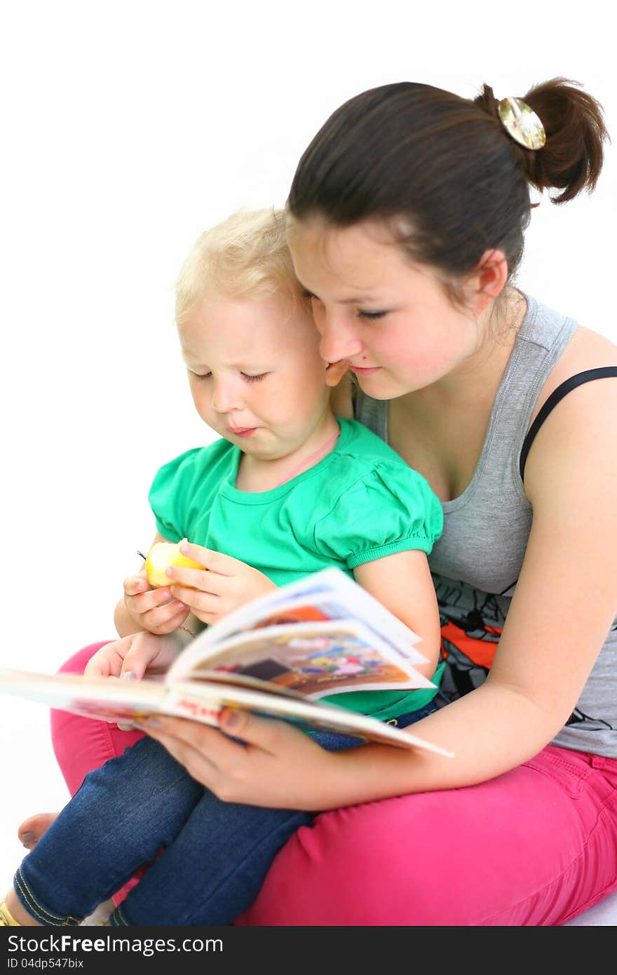 Nurse the child reads a book