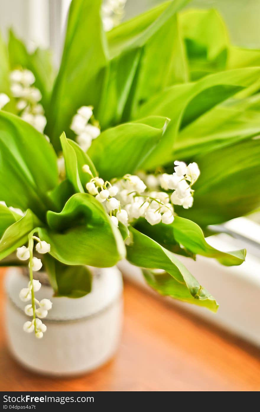 Beautiful spring flowers in a bouquet near window. Beautiful spring flowers in a bouquet near window