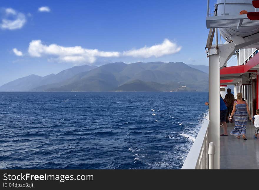 Cruising at the ionian sea in Greece close to Ithaki island