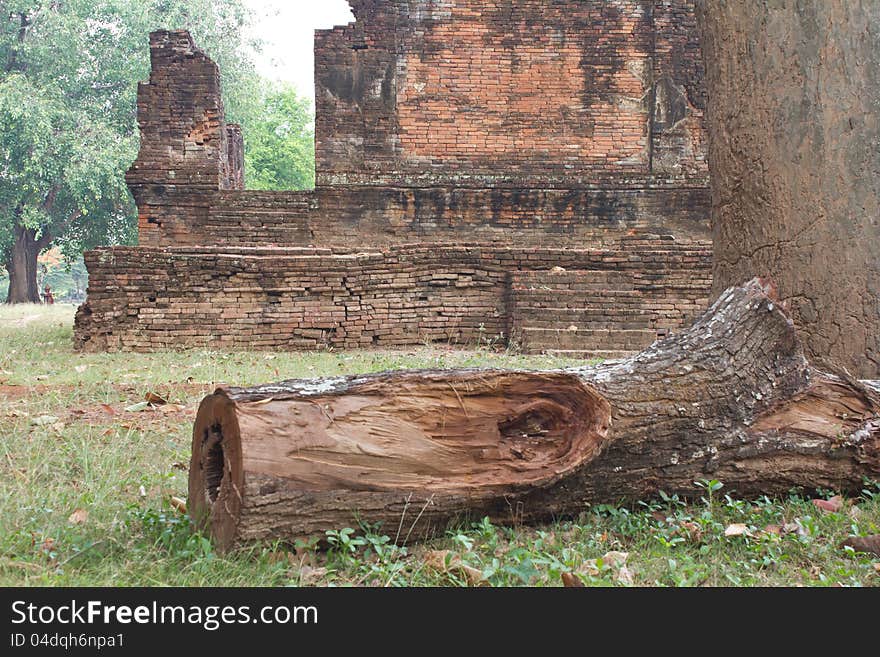 Ancient Buddhist Church With Timber.