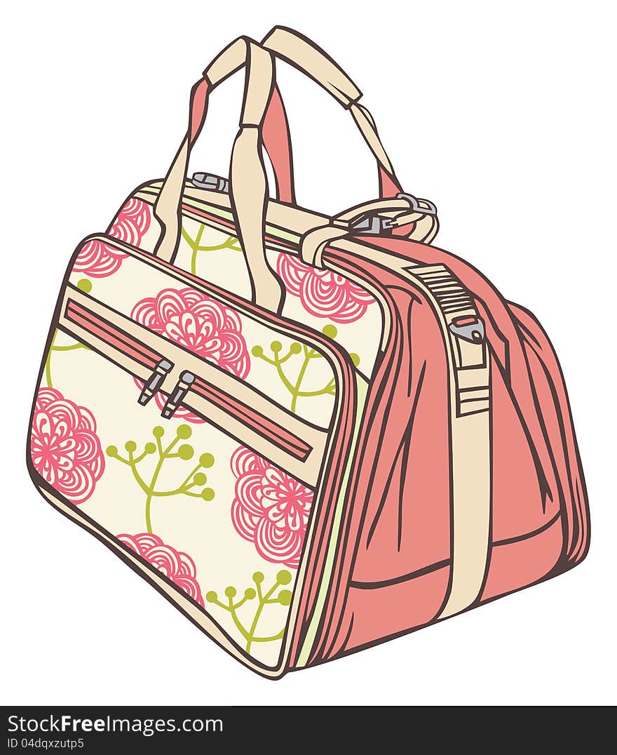 Bag for traveling with a flower pattern. Bag for traveling with a flower pattern