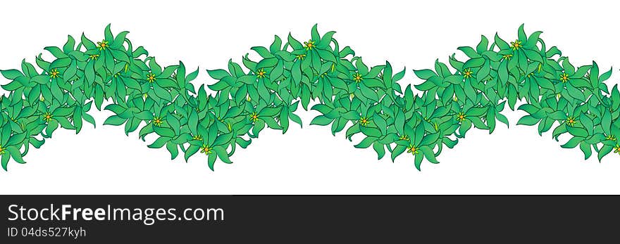 Green leaves, seamless border