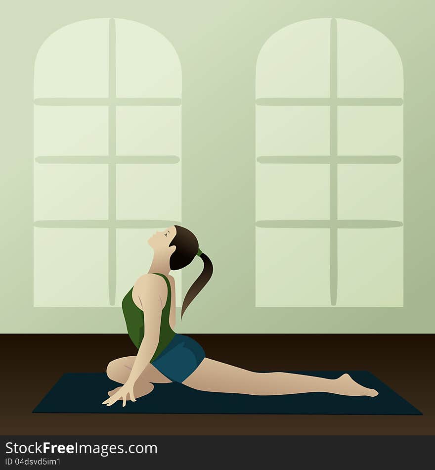 Young woman practicing yoga Supported Pigeon Pose(Salamba Kapotasana)