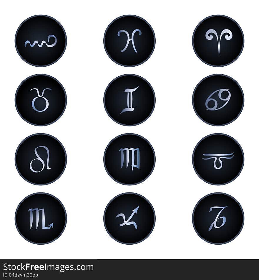 Zodiac signs isolated on white