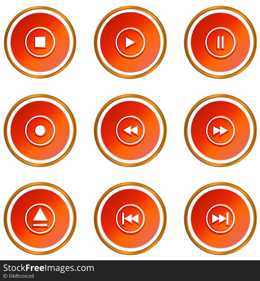 Red player web icons on a white background. Red player web icons on a white background