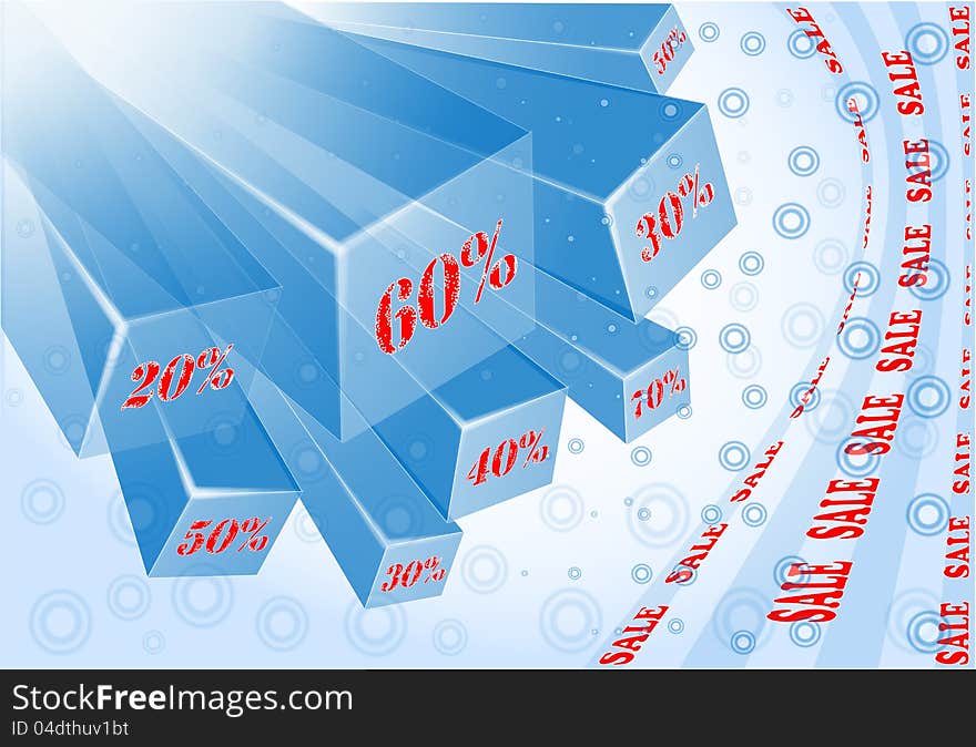 Sale background 3D. Vector illustration.