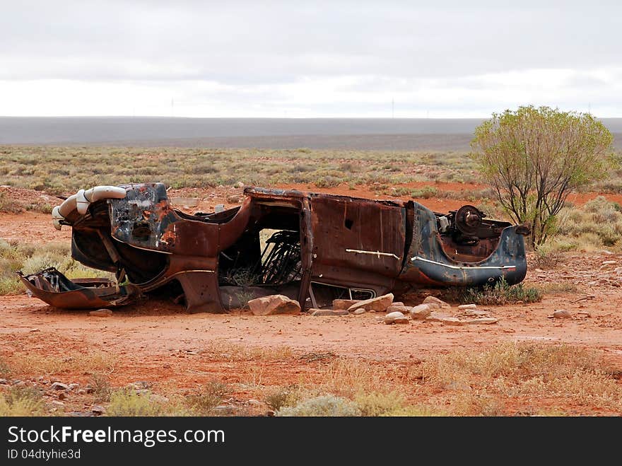 Turned Rusty Vehicle in the Outback. Turned Rusty Vehicle in the Outback