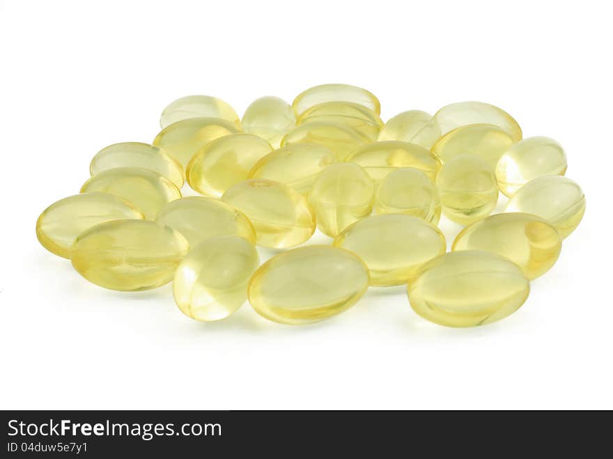 Cod liver oil on white background