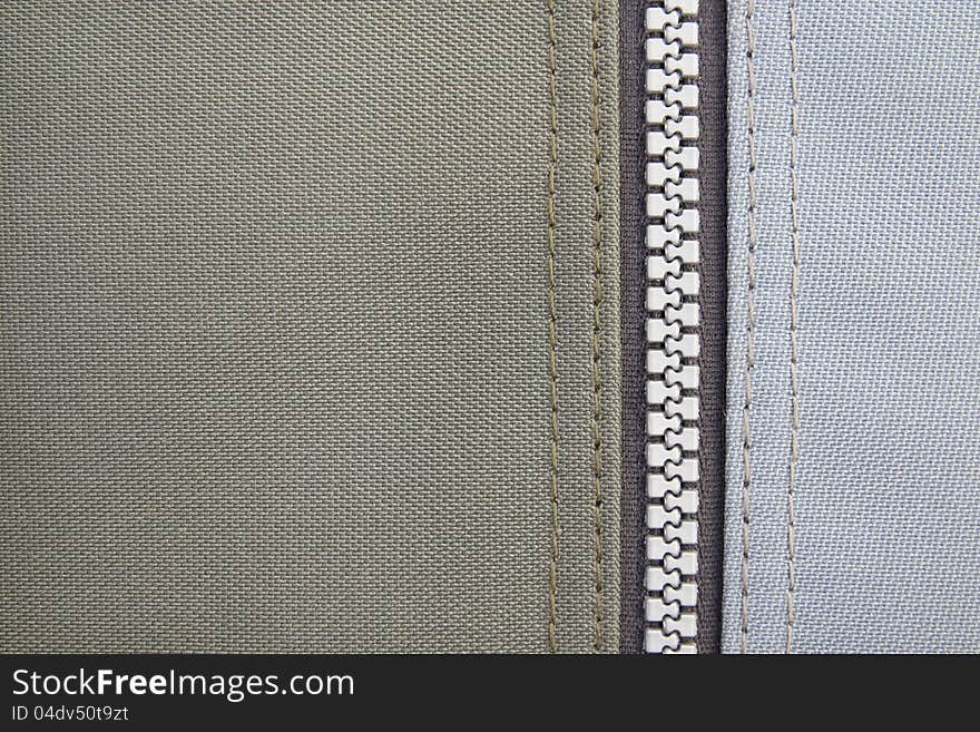 Closeup texture of fabric with zipper