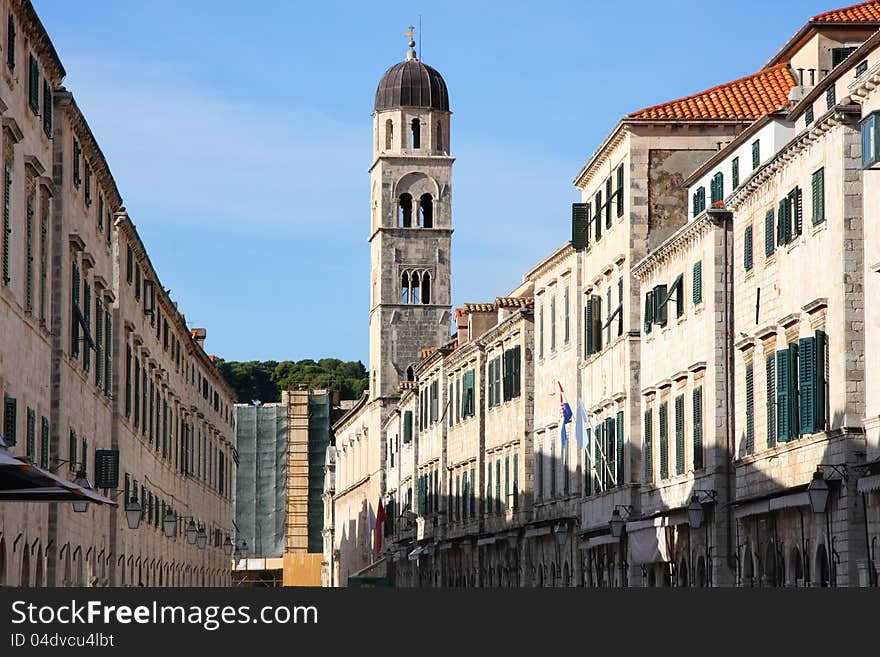 Dubrovnik old city street Plaza Stradun, Croatia. Dubrovnik old city street Plaza Stradun, Croatia