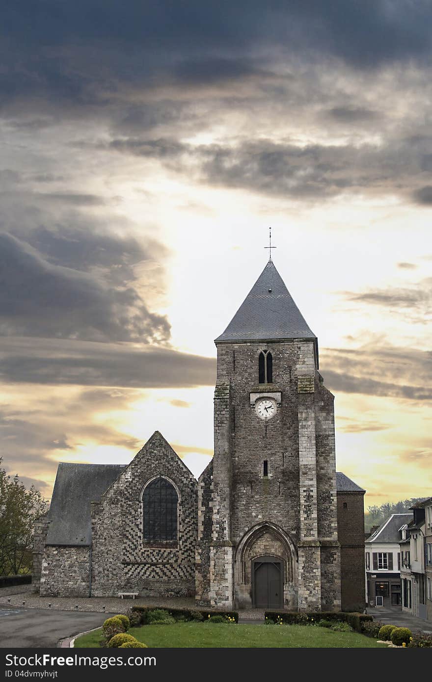 Gothic Church in Saint-Valery-sur-Somme. Gothic Church in Saint-Valery-sur-Somme