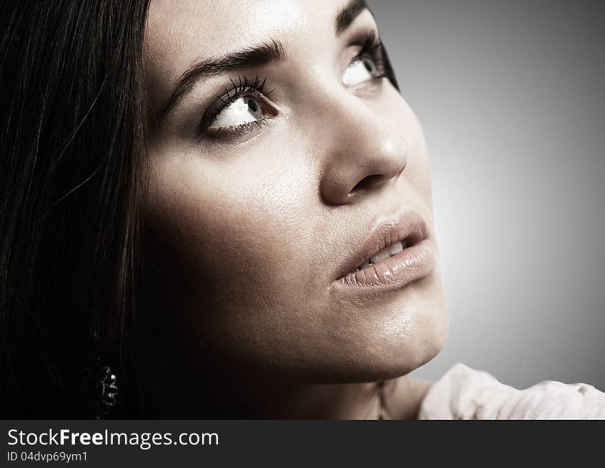 Female portrait against simple backgrounds