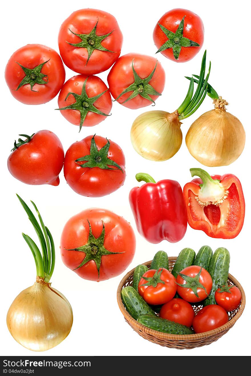 Fresh vegetables isolated on white