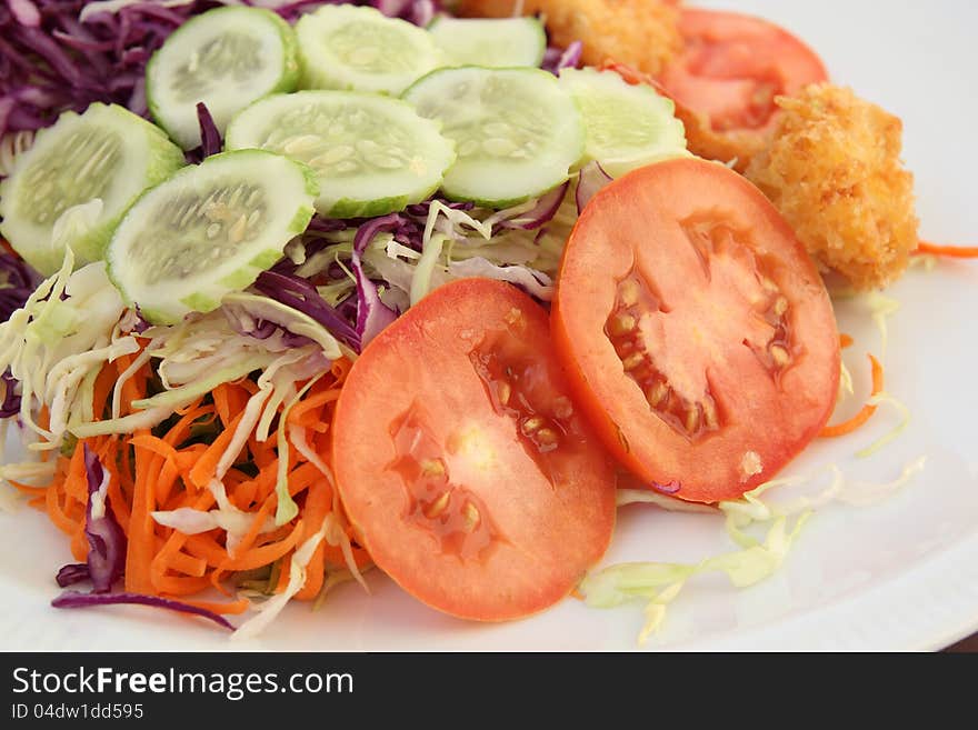 Fried shrimp salad