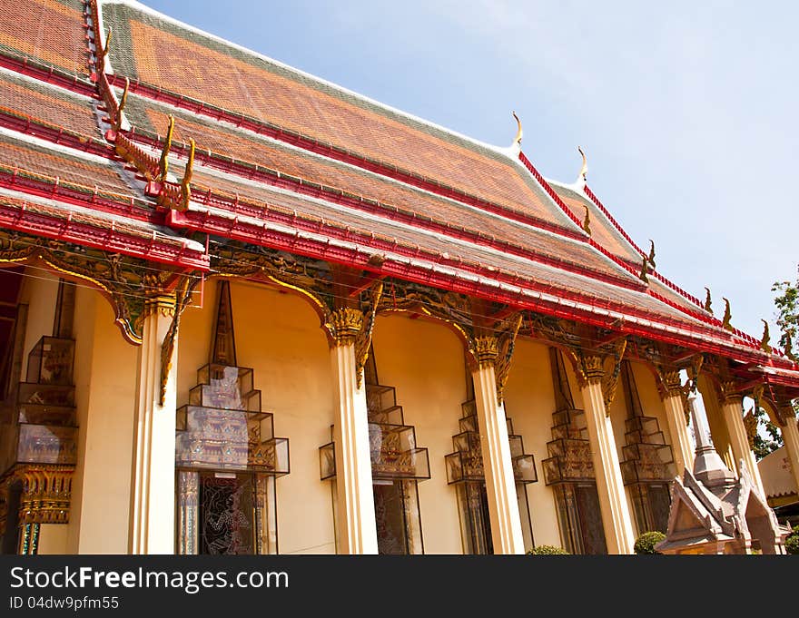 Viewed from the front of the Thai temple.