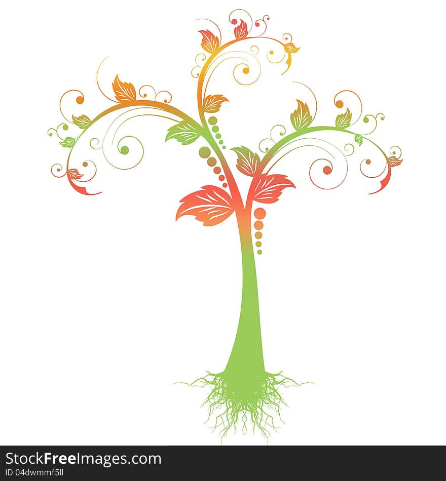 Colorful art tree isolated on white background