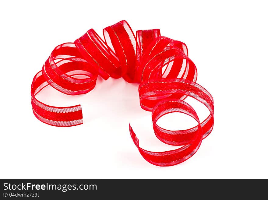 Red ribbon on white background