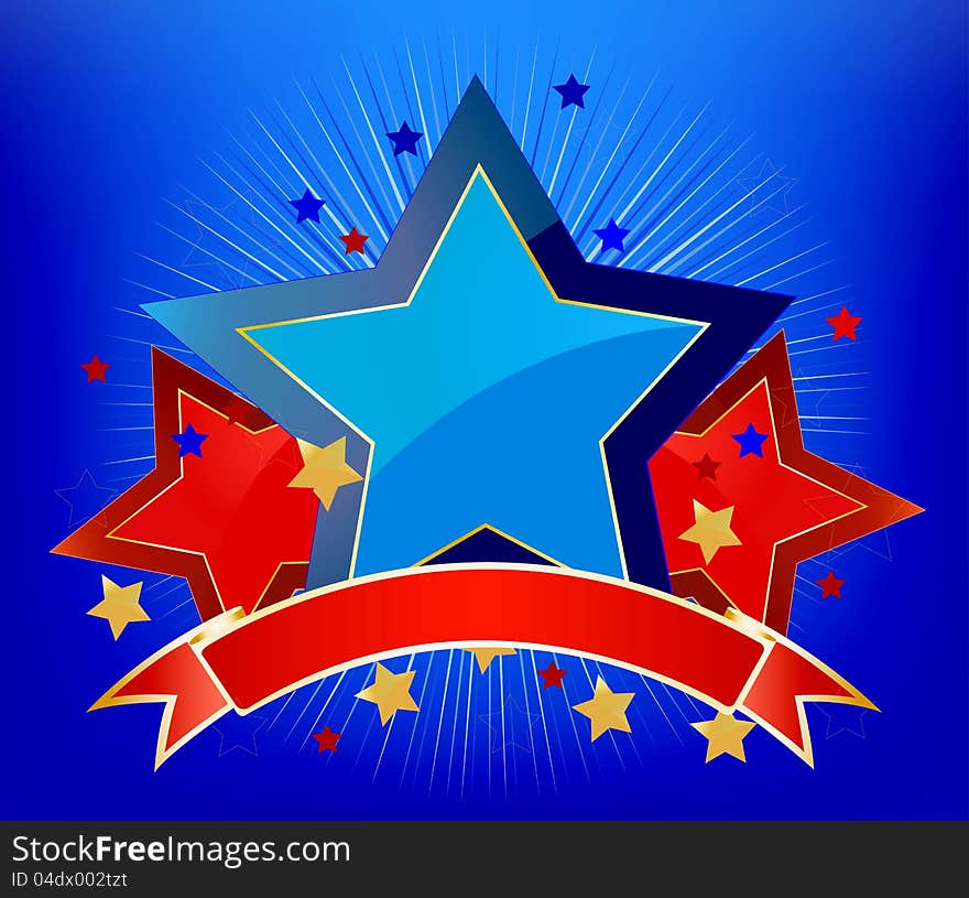 Elegant blue stars and banner. Elegant blue stars and banner