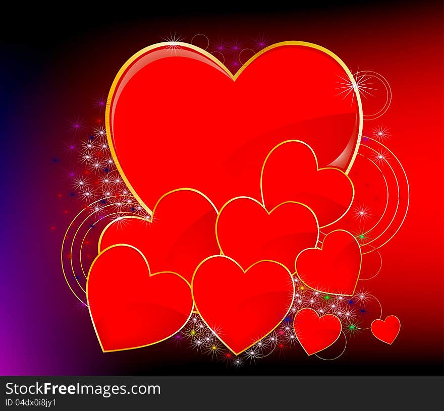 Beautiful red heart abstract background