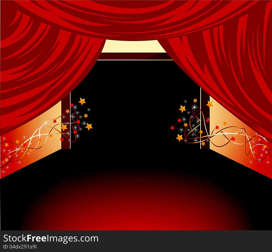 Red curtains background