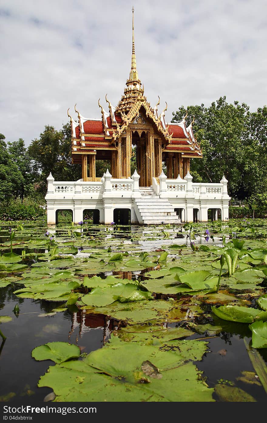 Thai building in the pond