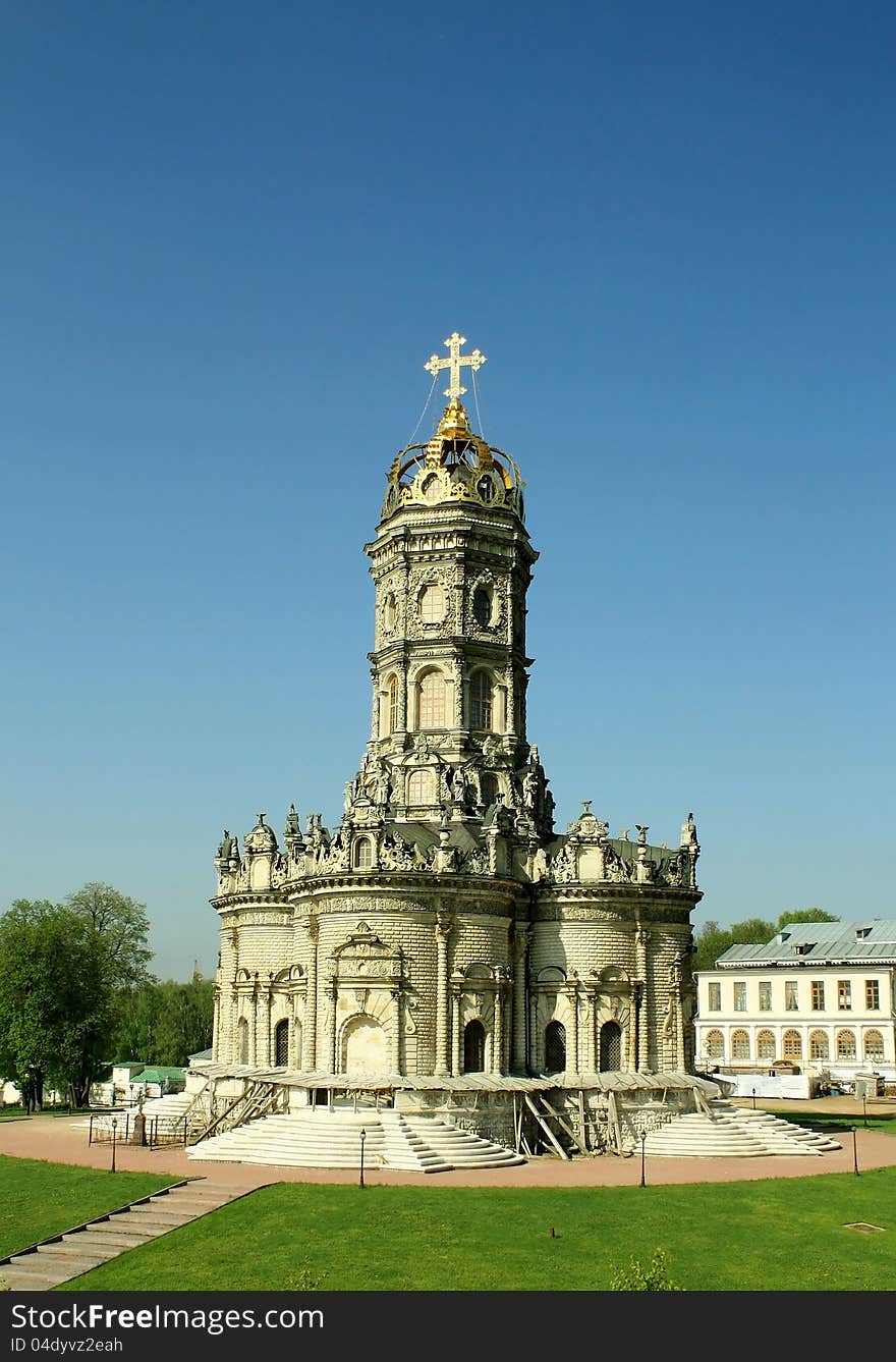 Temple built in the seventeenth century located in manor Dubrovitsy near Moscow. Temple built in the seventeenth century located in manor Dubrovitsy near Moscow