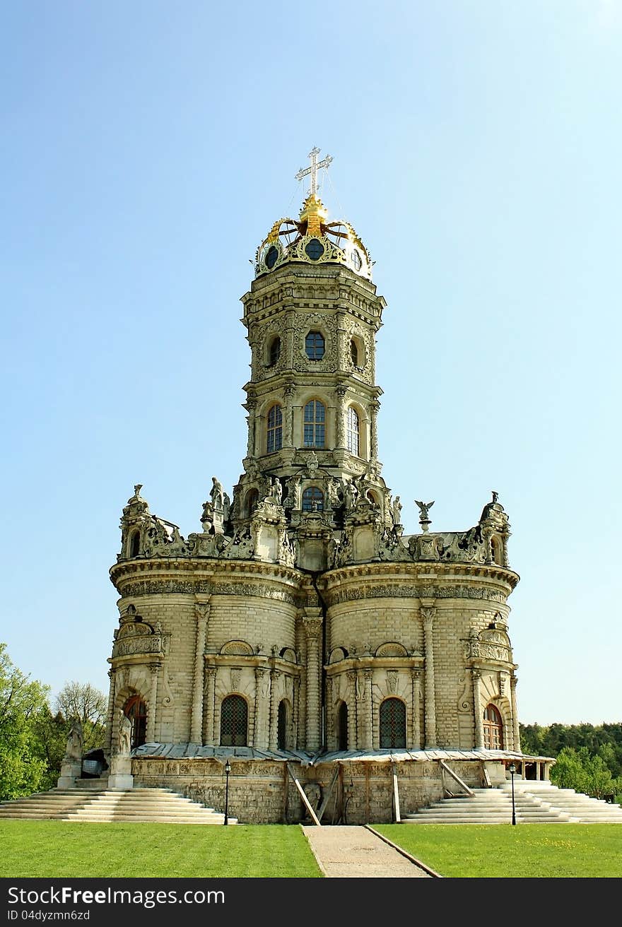 Temple built in the seventeenth century located in manor Dubrovitsy near Moscow. Temple built in the seventeenth century located in manor Dubrovitsy near Moscow