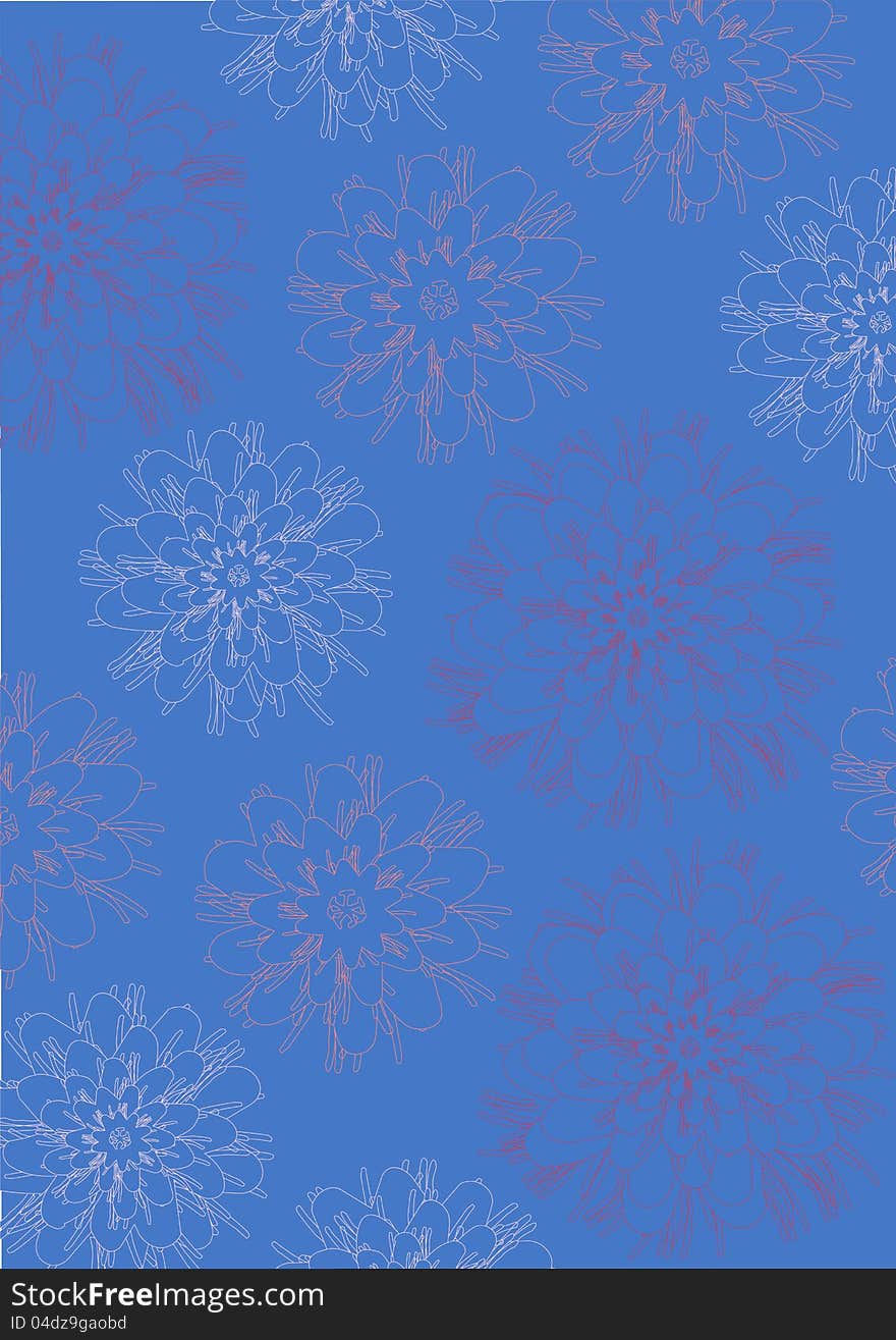 Pastel colours flowers on blue background. Pastel colours flowers on blue background