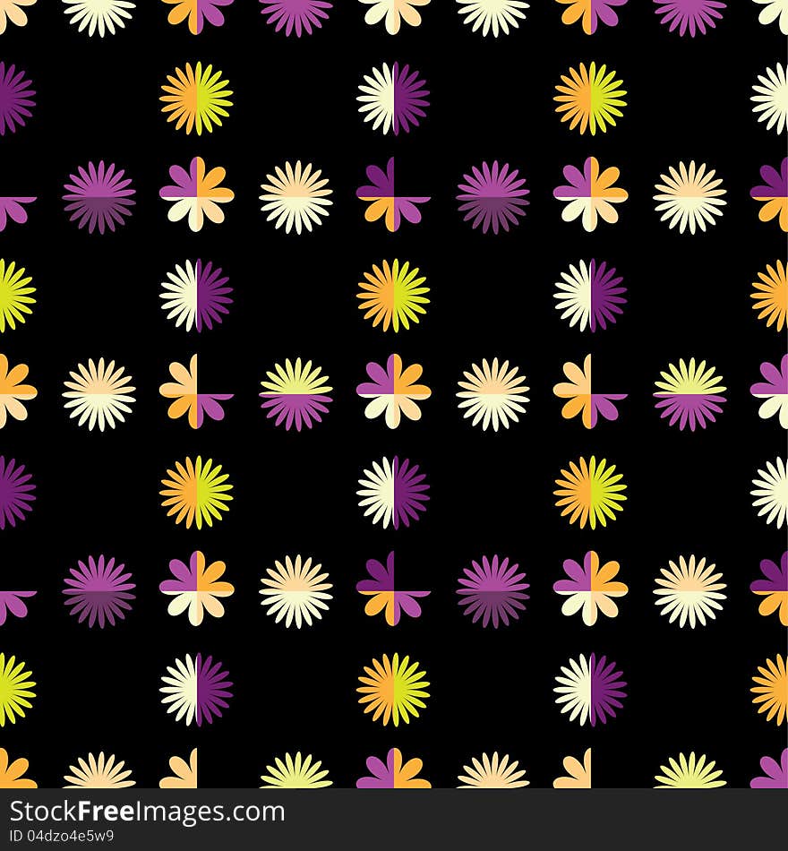 Abstract seamless pattern with multicolored floral shapes. Abstract seamless pattern with multicolored floral shapes