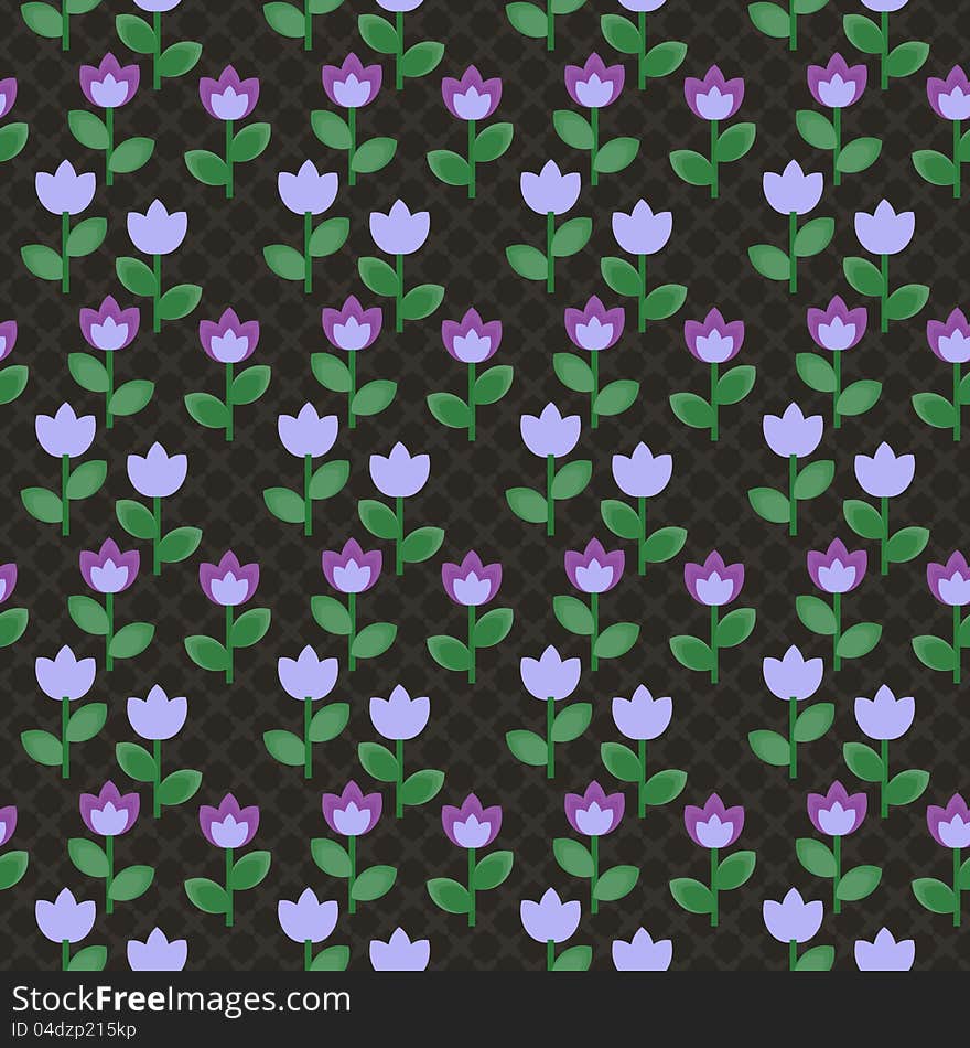 Violet abstract flowers pattern