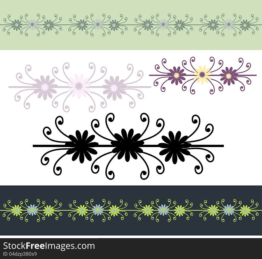 Set of abstract retro ornamental borders