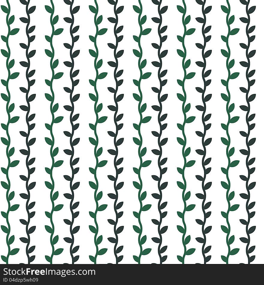 Seamless wavy stems with leaves pattern. Seamless wavy stems with leaves pattern