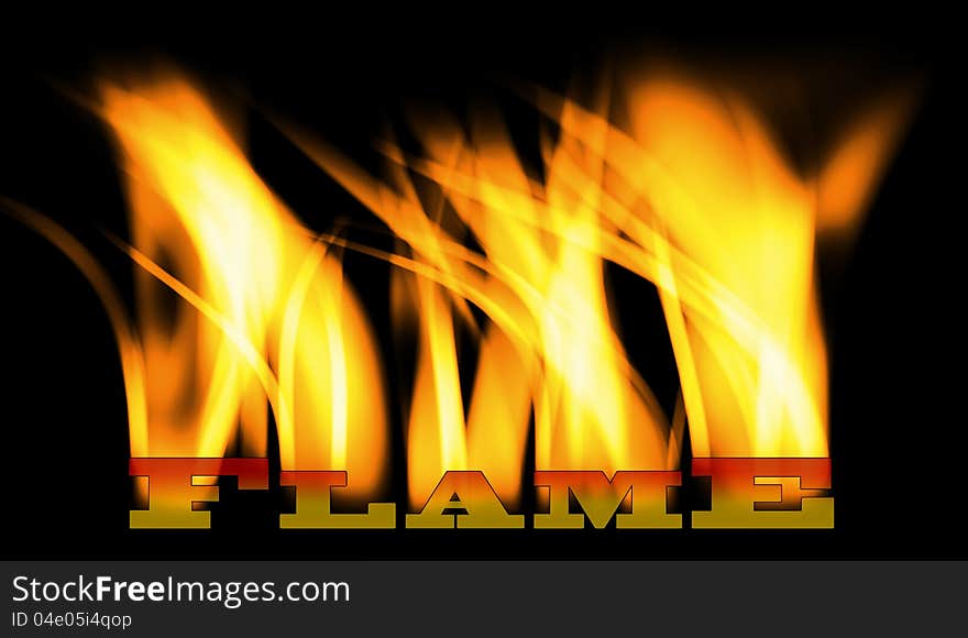 Illustration of the word flame with fire