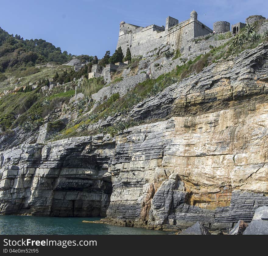 View of portovenere nice village in the gulf of la spezia